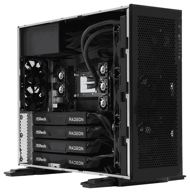 4U AI Inference Workstation — rack-mountable chassis with four ASRock Radeon GPUs