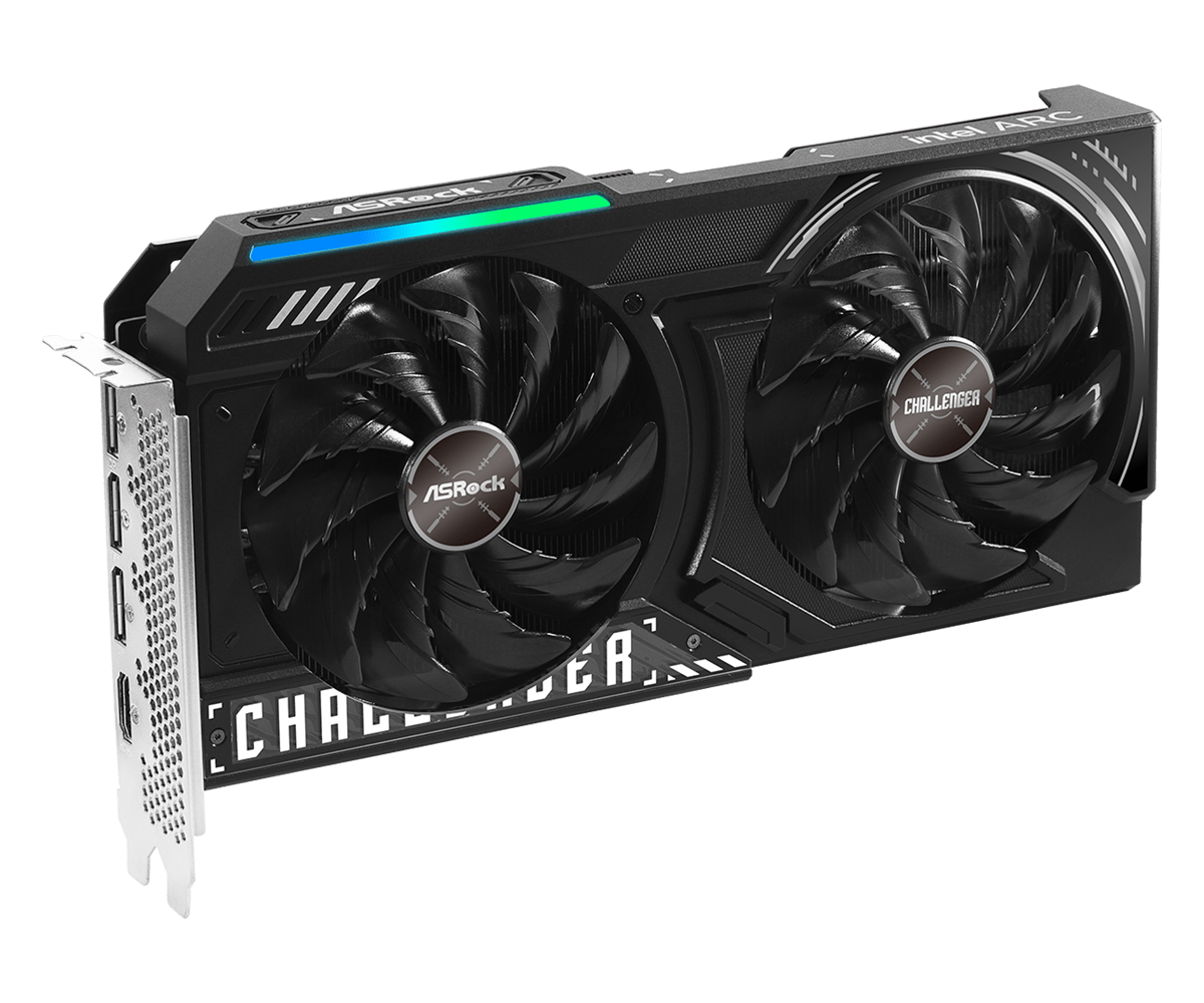 Asrock arc b580 challenger 12gb oc grafična kartica sprednji pogled