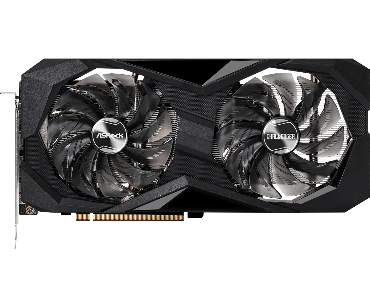 Asrock radeon rx 7600 challenger 8go | 8gb gddr6 128-bit | rdna 3 | dual fan | pcie 4. 0 | grafična kartica 2 Asrock radeon rx 7600 challenger 8go sprednji pogled z dual fan hlajenjem
