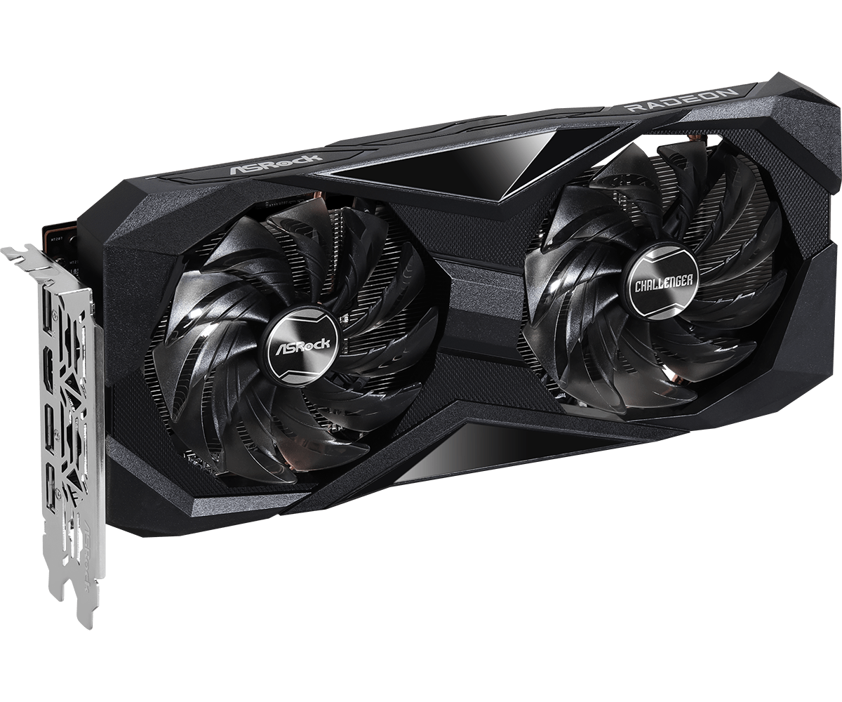 Asrock radeon rx 7600 challenger 8go | 8gb gddr6 128-bit | rdna 3 | dual fan | pcie 4. 0 | grafična kartica 3 Asrock radeon rx 7600 challenger 8go poševni pogled na grafično kartico