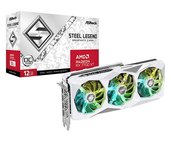 Placa de Vídeo ASRock AMD Radeon RX 7700 XT Steel Legend OC 12GB GDDR6