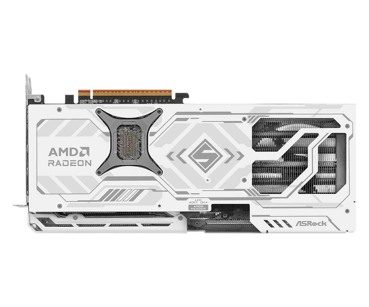ASRock Radeon RX 9070 XT Steel Legend 16GB vista delle connessioni video DisplayPort e HDMI