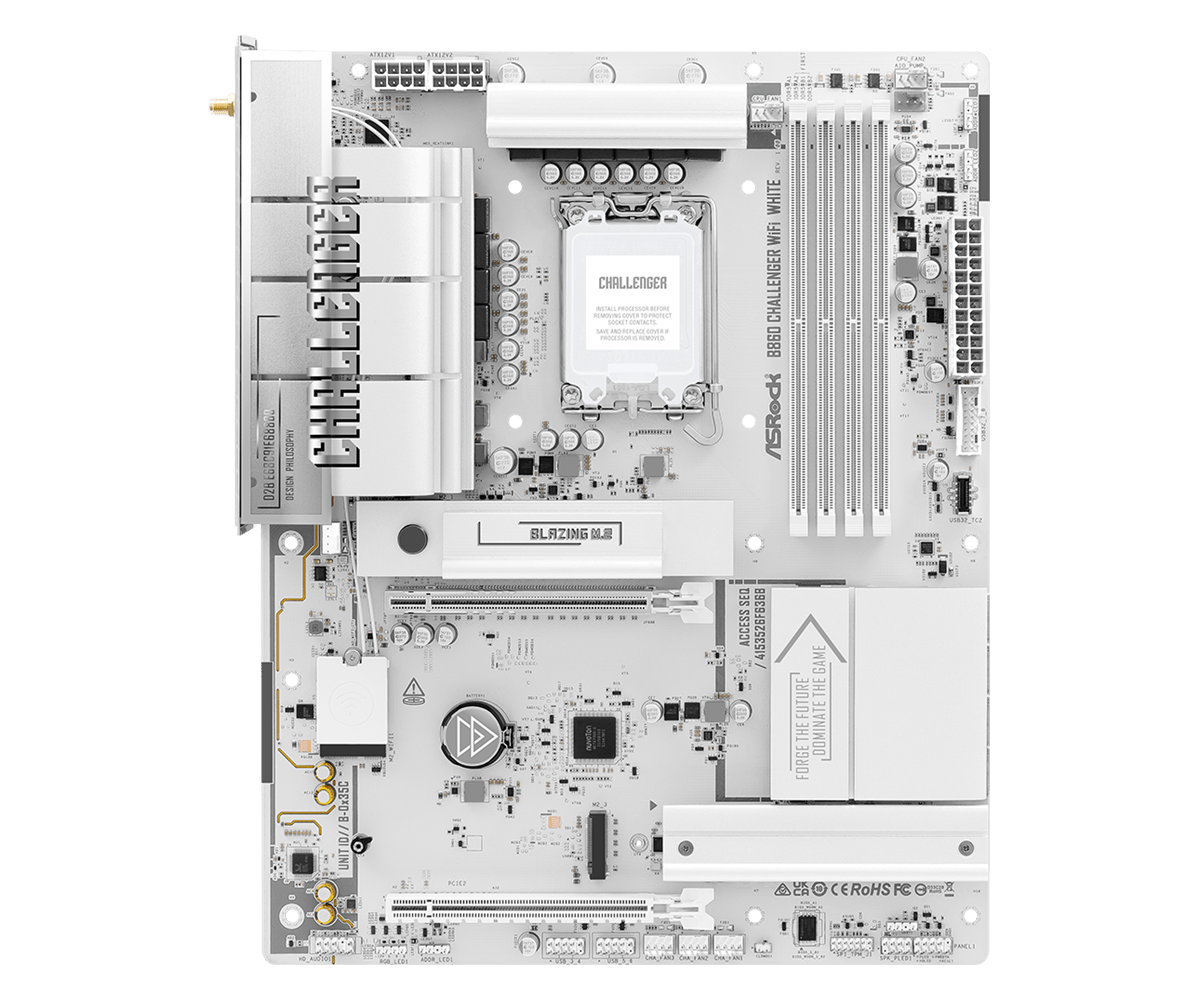 Asrock b860 challenger wifi white | intel lga1851 | ddr5 8666+ oc | wifi 7 | atx matična plošča 2 Asrock b860 challenger wifi white matična plošča z embalažo in wifi antenama