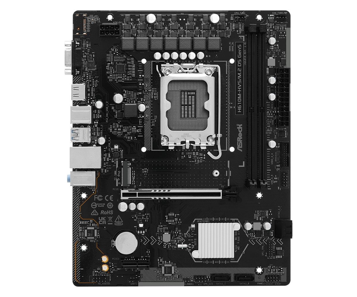 Asrock h610m-hvs/m. 2 d5 gen5 matična plošča z embalažo