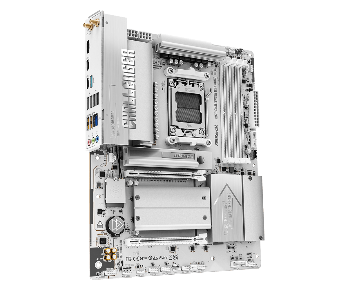 Asrock x870 challenger wifi white zadnji i/o usb4 hdmi wifi 7 in 2. 5g lan