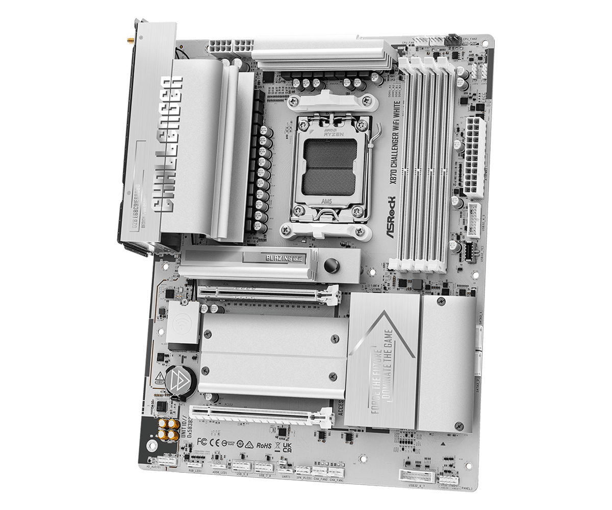 Asrock x870 challenger wifi white m. 2 hladilniki in pcie 5. 0 reža