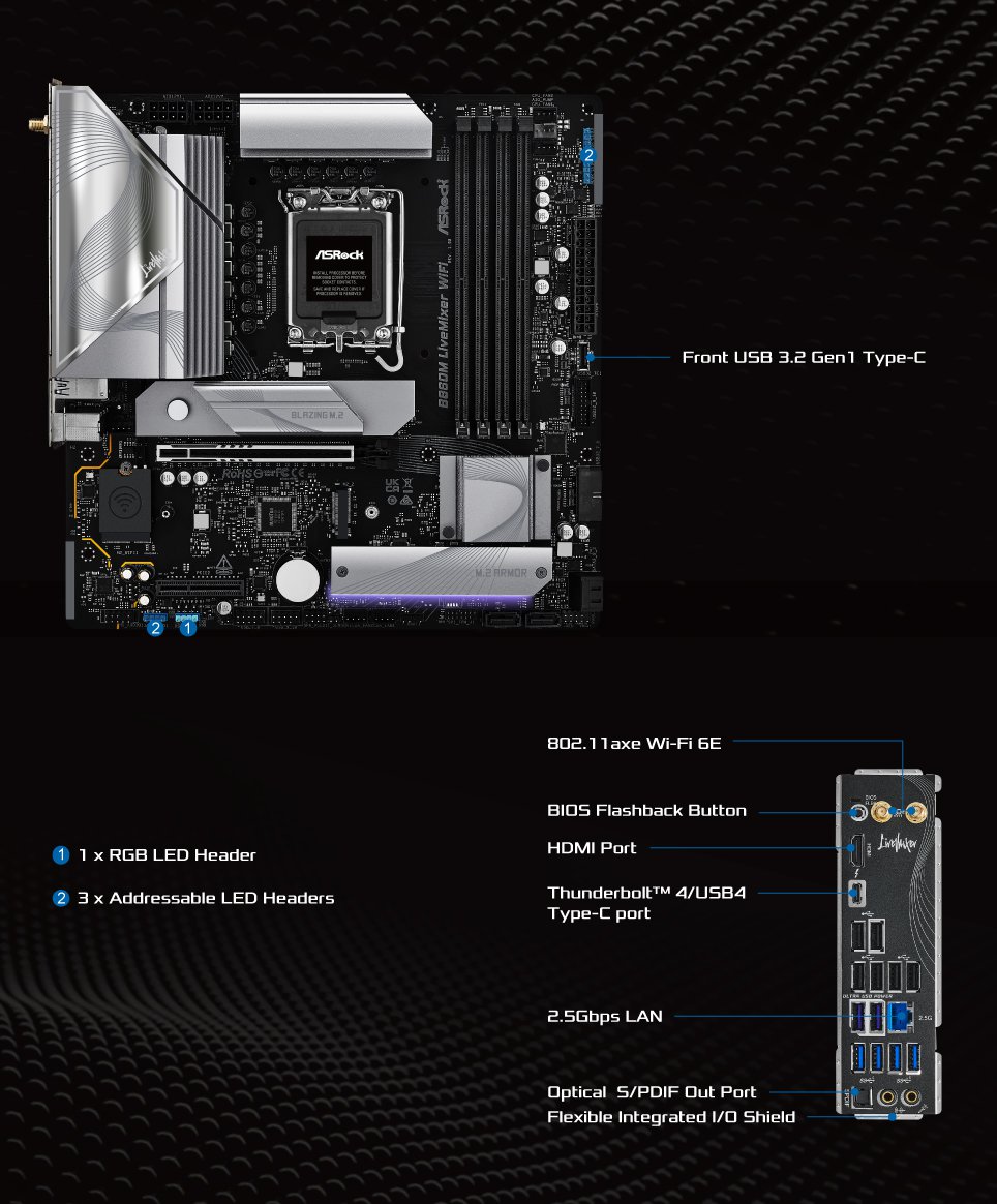 ASRock > B860M LiveMixer WiFi