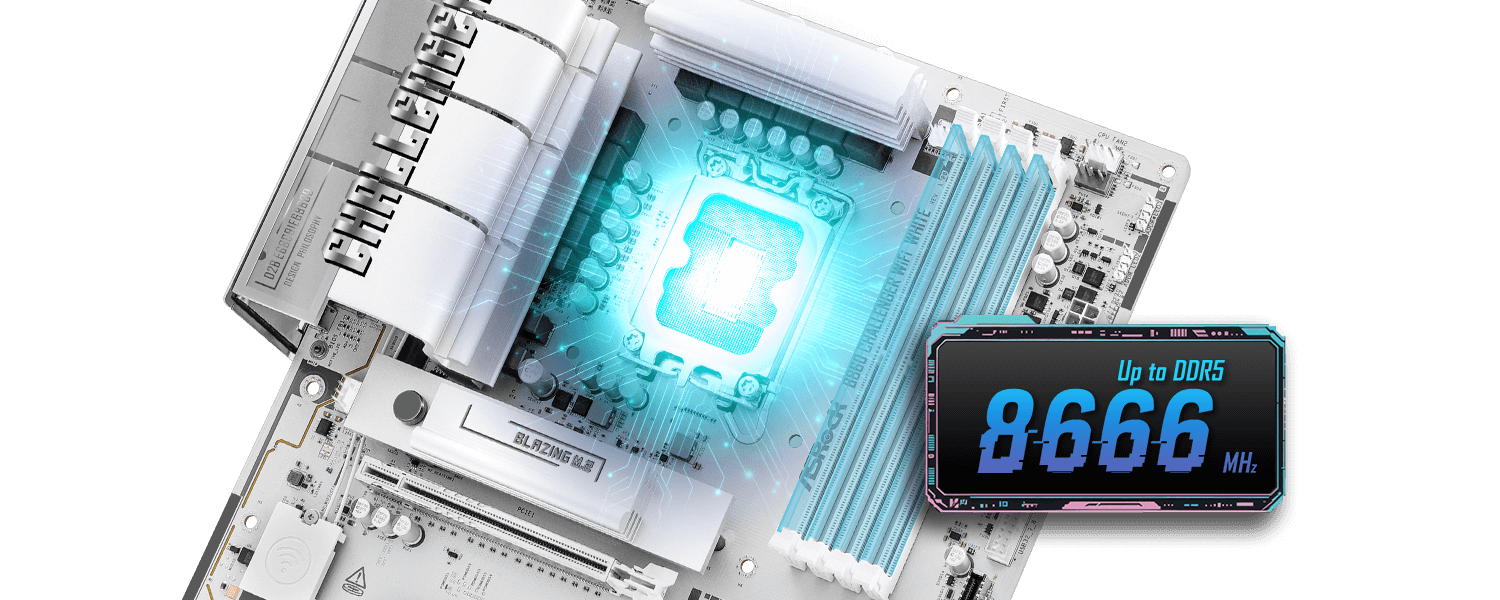 Asrock b860 challenger wifi white | intel lga1851 | ddr5 8666+ oc | wifi 7 | atx matična plošča 4 Asrock > b860 challenger wifi white