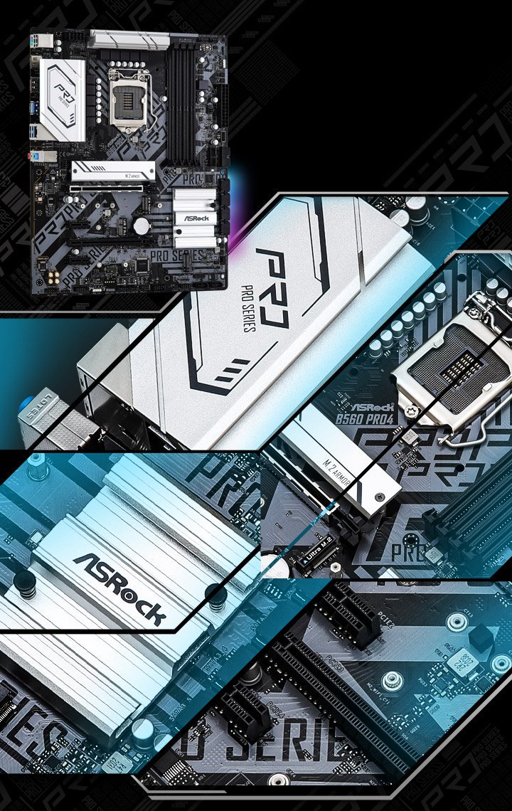ASRock B560 Pro4 ATX Motherboard Para Intel CPUs de LGA1200 