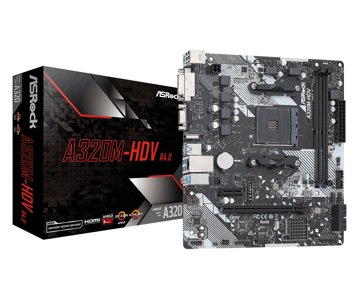 Hasil gambar untuk ASRock A320M-HDV (AM4, AMD Promontory A320, DDR4, SATA3)