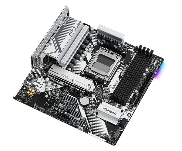 Asrock a620m pro rs matična plošča amd am5 ddr5 micro atx – pogled pod kotom