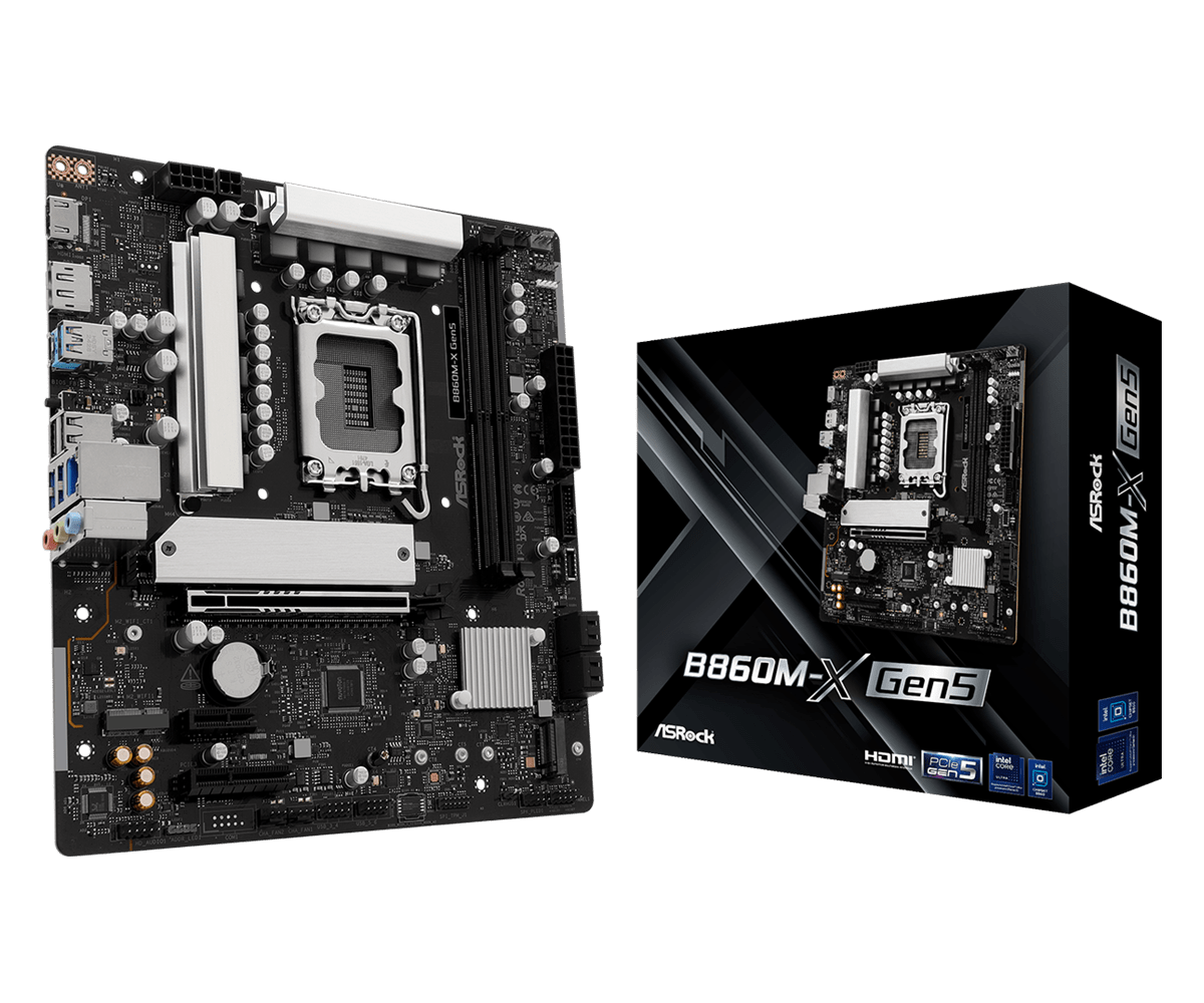 Asrock b860m-x gen5 | intel b860 lga1851 | ddr5 9066+ oc | pcie 5. 0 m. 2 | 2. 5g lan | micro atx matična plošča 1 Asrock b860m-x gen5 intel b860 lga1851 ddr5 matična plošča s škatlo