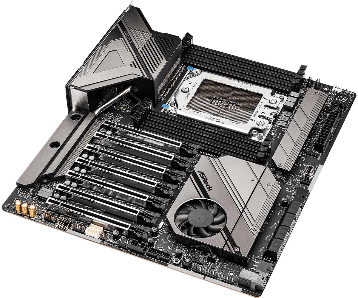 Asrock wrx80 creator r2. 0 | amd wrx80 swrx8 | threadripper pro 3000wx/5000wx | e-atx matična plošča 3 Asrock wrx80 creator r2. 0 profesionalna e-atx matična plošča pod kotom