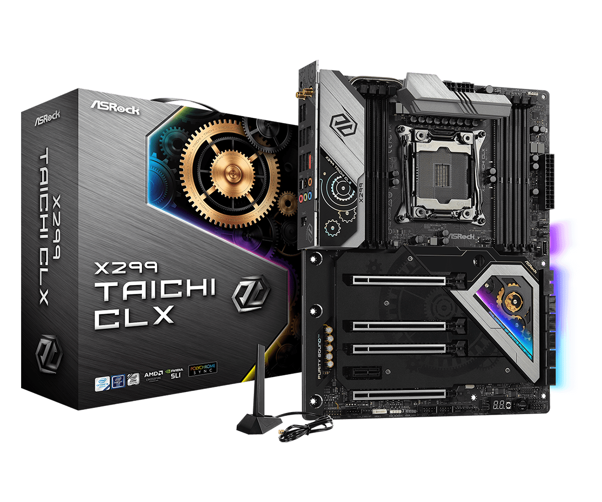 Asrock x299 taichi clx | intel x299 | lga 2066 | ddr4 4200+ oc | wi-fi 6 | 2. 5g lan | atx matična plošča 1 Asrock x299 taichi clx matična plošča z embalažo in wi-fi anteno