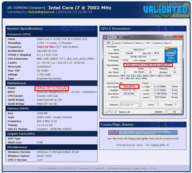 CPU-Z CPU Frequency Screenshot