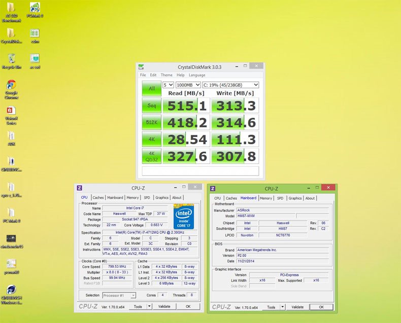 CrystalDiskMark / CPU-Z Screenshot
