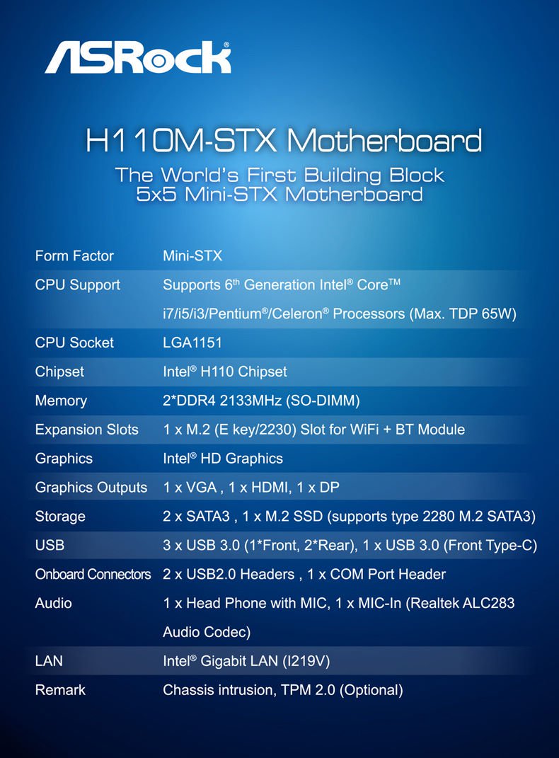 H110M-STX Spec Table