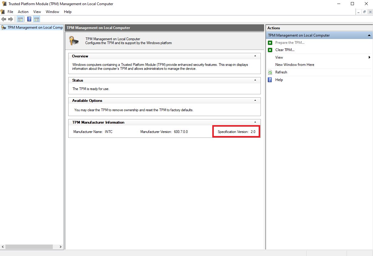 The TPM Management window will open.<br>
Information such as TPM version can be found in the TPM Management window.