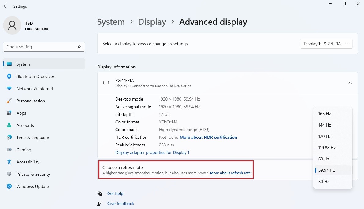 How to adjust the frequency and resolution of the monitor? Windows 11
