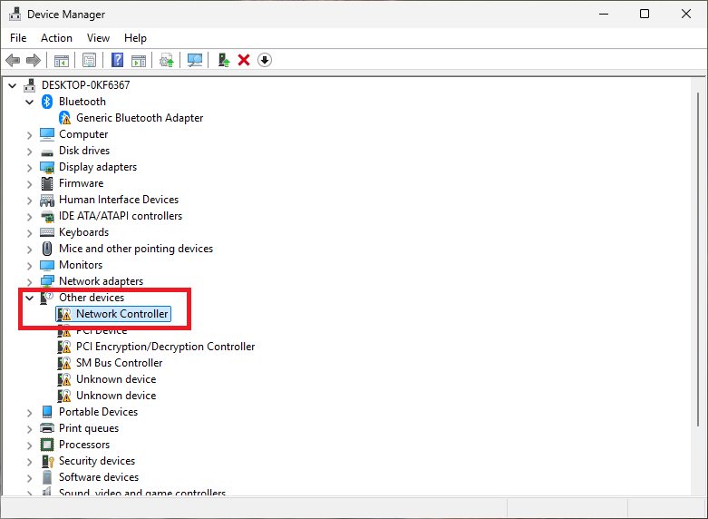 In Device Manager, check under Network adapters